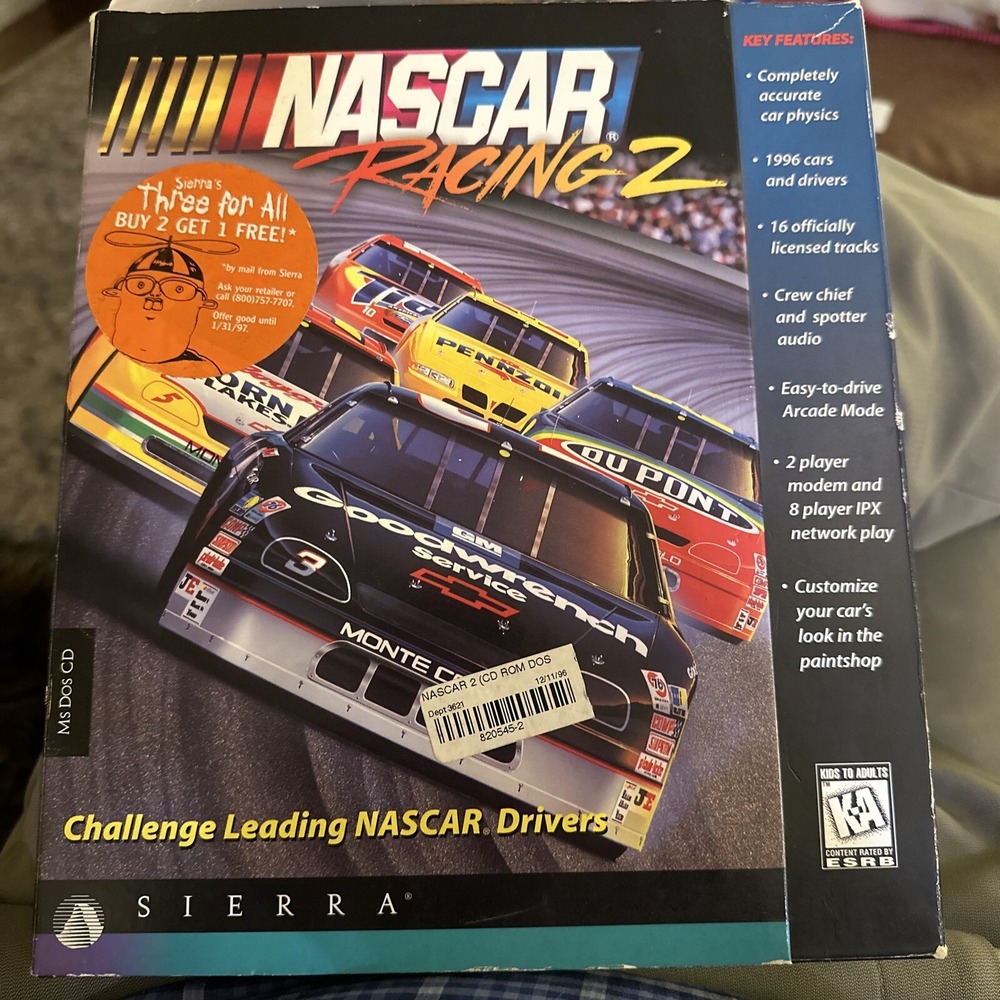 SIERRA NASCAR RACING 2 PC VIDEO GAME VINTAGE 1994 / NEW OPEN BIG BOX *Great!*